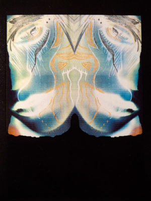 "Visage bleu" / 2000 - dessin sur page de magazine, photocopié en miroir et négatif